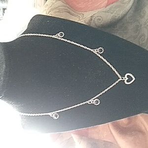 Silver Plated Heart Necklace with Small Black Charms